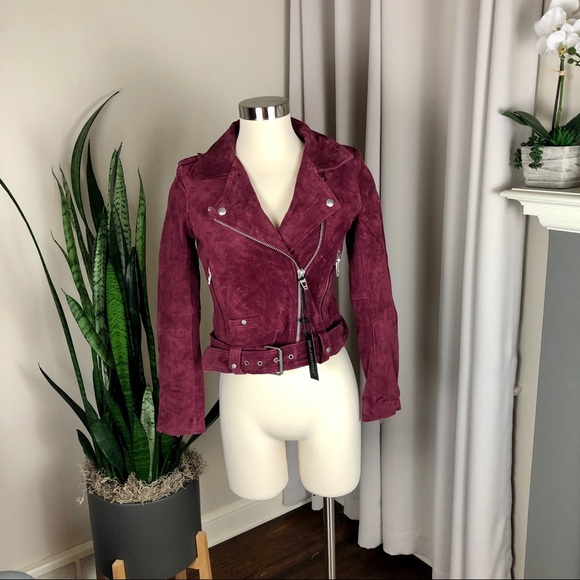 Blank NYC Jackets & Blazers - Blank NYC Women’s Wine Biker Suede Jacket 1X NWT